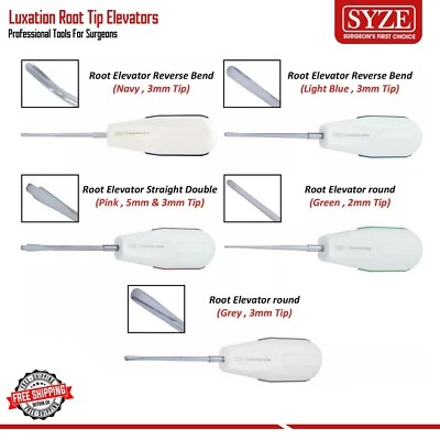 Dental Root Tooth Extraction Luxation Elevator Blue Titanium Moulded Handle SYZE