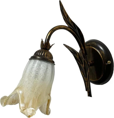 MONDOLUCE Applique classico in ferro battuto e vetro murano a 1 luce coll. Scott