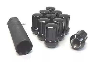 24 BLACK SHORT SPLINE TRUCK LUG NUTS | 14X2.0 | FORD NAVIGATOR F-150 EXPEDITION - Image 1 of 3