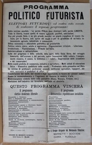 MANIFEST DER FUTURISTISCHEN BEWEGUNG. FUTURISTISCHES POLITISCHES PROGRAMM. 1913. - Bild 1 von 4