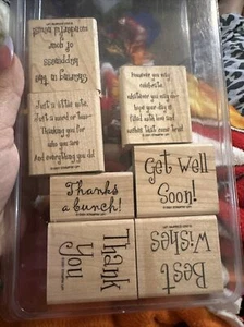 Stampin' Up! USED "Cherry Chat" @2001 Stamp Set (7 phrases) - Picture 1 of 2