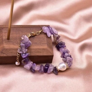Boutique natural amethyst natural freshwater pearl bracelet - Picture 1 of 10