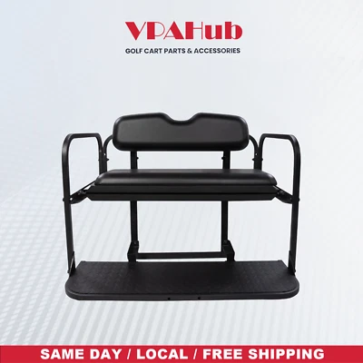 VPAHub EZGO RXV Golf Cart Flip Folding Black Rear Seat, Fit for 2008-2025 models - Image 1 of 4