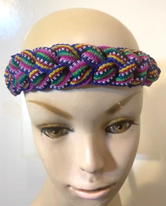 Braided strap headband Guatemalan cotton Colorful Tribal Elastic Women Child AF - Picture 1 of 11
