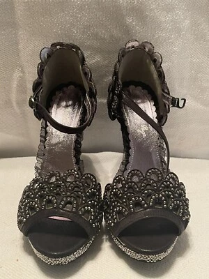"Nuevos zapatos Bettie Page de Ellie - 4"" tacones negros con lentejuelas talla 7" Foto 1 de 4