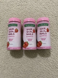 3 Nature's Bounty Hair, Skin & Nails Gummies + Biotin - 80 TOTAL, Exp: 05/25 - Picture 1 of 2