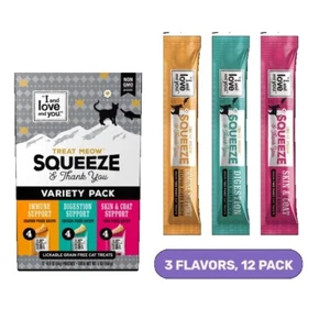 Treat Meow Squeeze & Thank You Lickable Cat Treat Variety Chicken/Tuna - Picture 1 of 2