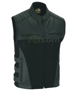 Gilet in pelle da motociclista gilet club moto stile classico gilet in vera pelle - Foto 1 di 6