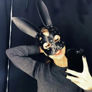 Sexy Mujeres Cuero PU Orejas Largas Máscara Facial Juegos con disfraces Juego de rol Fiesta Conejito Disfraz - Imagen 1 de 6