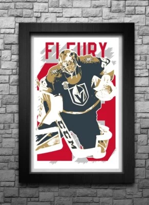 MARC-ANDRE FLEURY художественная печать/плакат VEGAS золотые рыцари бесплатный S и H! ДЖЕРСИ B2G2 - Изображение 1 из 4