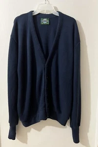 Vintage Jantzen Cardigan XL Blue Sweater Grandpa Core Knit Mens - Picture 1 of 8
