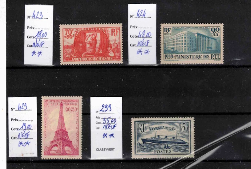 lot de timbres neufs France période 35/45 cote : 137,00 euros - Photo 1/1