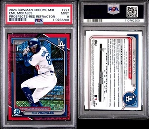 2024 Bowman Chrome Emil Morales Red Mega Box Refractor 1st 5/5 PSA 9 - Picture 1 of 3