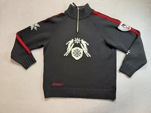Vintage Eisbar Sport Switzerland Ski Jumping Team Black Knit Sweater Mens size L - Picture 1 of 24