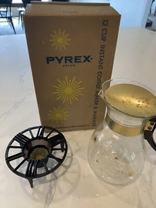 Vtg Corning Pyrex Instant Coffee Maker 12 Cup Carafe  & Warmer 3612 Cosmic MCM - Picture 1 of 4