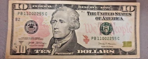 $10 BILL 2017A 4 CONSECUTIVE DOUBLE DIGITS "11002255C" 98.8% COOLNESS INDEX - Picture 1 of 4