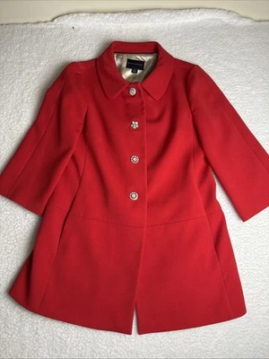 Banana Republic - Abrigo Rojo - Botones Estrás - Mujer Talla Mediana Foto 1 de 4