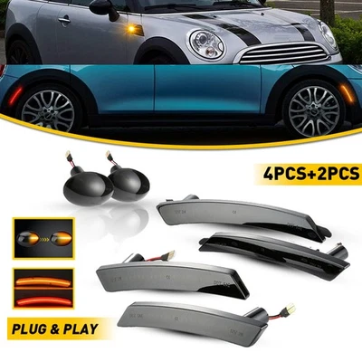 LED Side Marker Light Dynamic Turn Signals Full Set for MINI Cooper 2 Front+Rear - Image 1 of 4