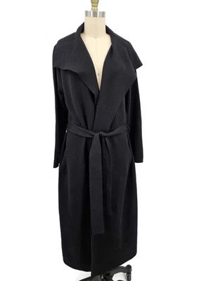 Nuevo Suéter Plumero Badgley Mischka Negro para Mujer XL Corbata Cinturón Bolsillos Foto 1 de 4