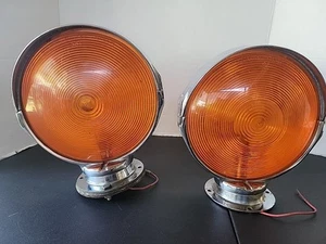 Vintage Signal-Stat 394 Amber 7" Lollipop Lights Police Fire Bus Turn Emergency - Picture 1 of 12