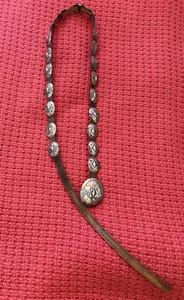 OLD NATIVE AMERICAN LEATHER AND SILVER CONCHO BELT - Picture 1 of 11