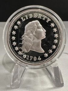 1794 Flowing Hair Proof Coin Copy 1 Troy Oz .999 Fine Silver Round-INV#7809 - Picture 1 of 5