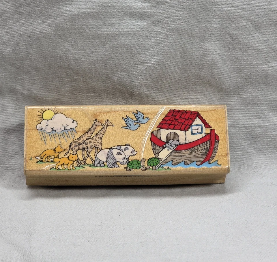 Hero Arts Boarding The Ark Wood Base Rubber Stamp 1993 GUC Religious Faith Bible - Image 1 of 4