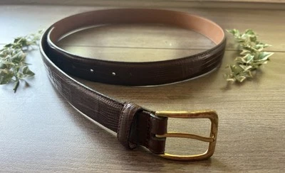 Cinturón de cuero de vaca marrón de grano completo forrado en guante de cuero talla 38.  Aspecto piel de serpiente #807 Foto 1 de 4