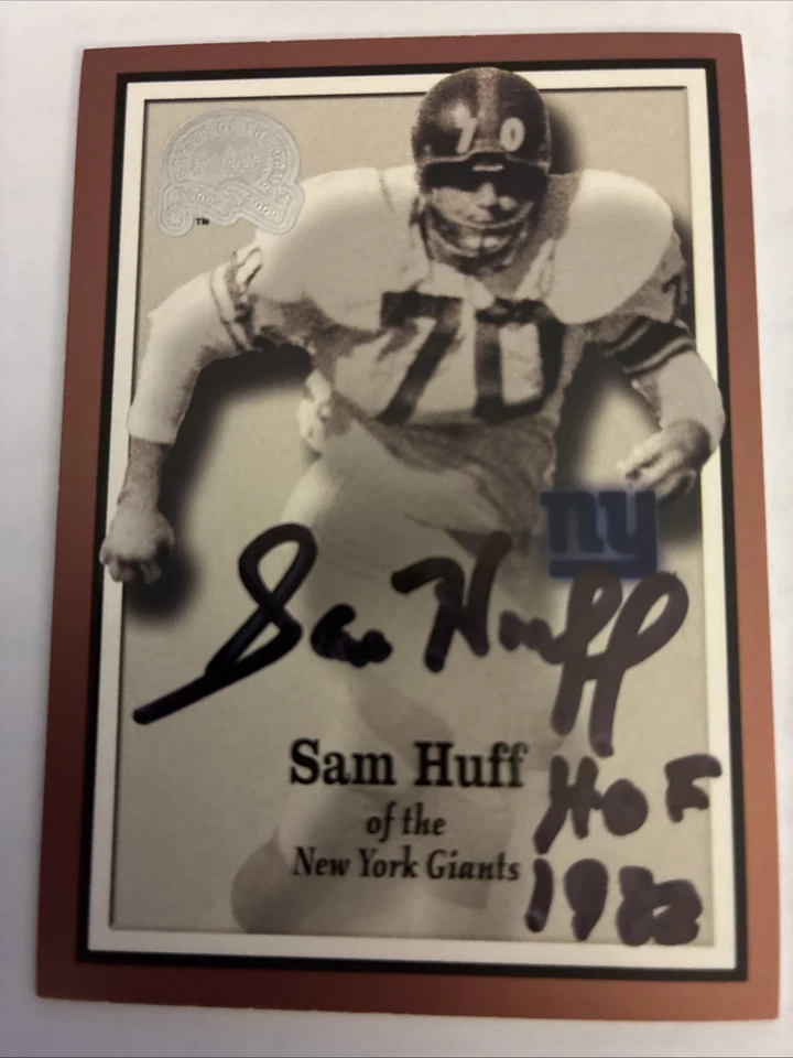 2000 FLEER GREATS OF THE GAME NFL FOOTBALL SAM HUFF #77 AUTOGRAPH GIANTS - Image 1 of 1