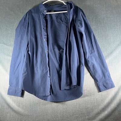 Camisa masculina Club Monaco tamanho XL azul ajuste padrão manga longa botão para baixo casual - Imagem 1 de 4