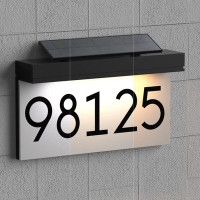 House Numbers Address Plaques For Houses Solar Powered Adjustable Solar Panel... - Image 1 of 4