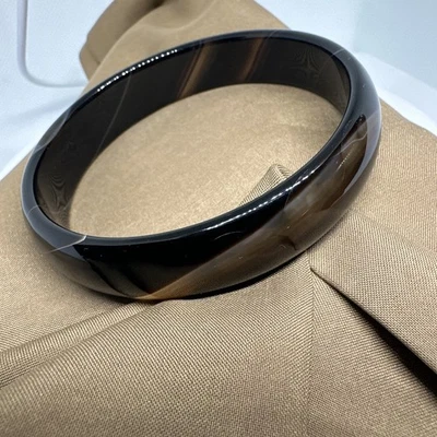 Pulsera 70/80 Pulida Ágata Remolino Marrón Oscuro Negro y Transparente. Ver fotos. Foto 1 de 4