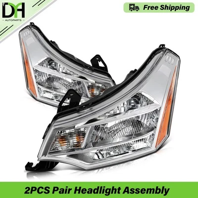 PAIR/2PCS Chrome Headlight Assembly W/Bulb For Ford Focus S SE SES SEL 2008-2011 Foto 1 de 4