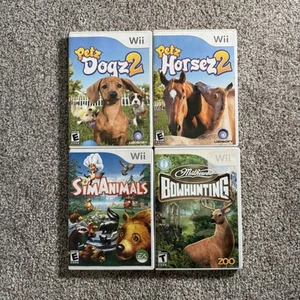 Nintendo Wii Game Lot Pets: Dogz & Horsez 2, Simanimals, Bowhunting - Picture 1 of 10