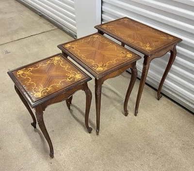 Antique French Style  Veneer Nesting Tables Set Of 3 - Image 1 of 4