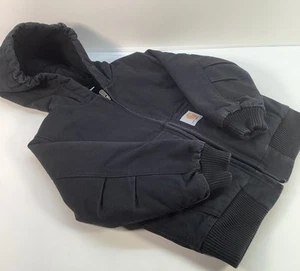Carhartt Jacket Boys 4-5 XXS 2XS Black Outdoor Canvas Coat Hooded Fully Lined - Picture 1 of 13