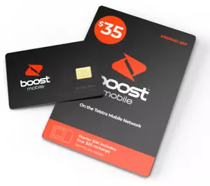 Boost Mobile $35 Prepaid SIM Card Mini Micro Nano Triple Cut Starter Kit 4G 25GB - Foto 1 di 2