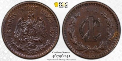 1912 Mo Mexico 1 Centavo PCGS MS 64 BN - Image 1 of 2