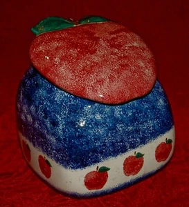 DE COLECCIÓN Cerámica Manzanas Esponja Tarro de Galletas Contenedor de Almacenamiento Grande Años 80 - Imagen 1 de 7
