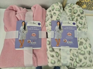 Women’s Warm Cozy Fleece Robe And Headband - OSFM- 2pk - Picture 1 of 1