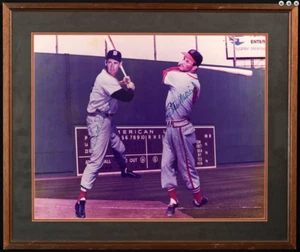 Ted Williams Stan Musial Dual Signed Auto Photo 21x25 Matted Frame Full JSA COA - Picture 1 of 11