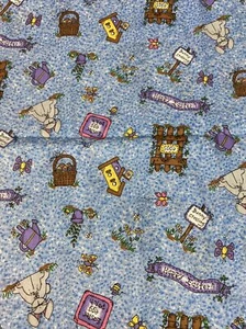 Easter fabric - Blue, Colors Happy Easter Egg Bunny 2 Yd  x 45” General Fabrics - Picture 1 of 8