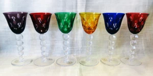 AJKA BUBBLE STEM Set of 6 Liqueur / Sherry Glasses 6" tall made in Hungary NIB - Picture 1 of 10