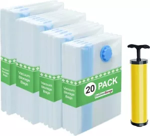 Paquete de 20 bolsas de almacenamiento al vacío EcoGreen con bomba de mano varios tamaños - Imagen 1 de 7