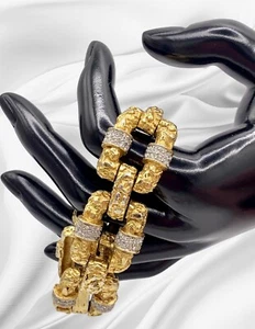 Carlyle 1960er Vintage Brutalist Armband goldfarben Pavé Strass Geschenk selten gebraucht, in einwandfreiem Zustand - Bild 1 von 18