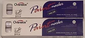 Overseas Permanent Paint Pens White Markers - 2 Packs of 2 Pens (4 Total) - Picture 1 of 2