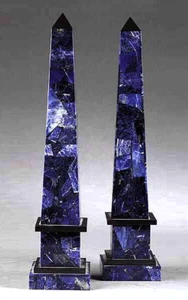 Obelisco de piedra de sodalita de 36" hecho a mano único monumento escultura decoración de lujo para el hogar - Imagen 1 de 5