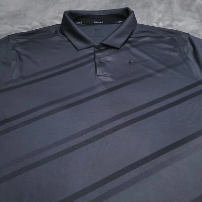 Polo Nike Dri Fit Negro Golf XL Performance Bordado Rayas Foto 1 de 4