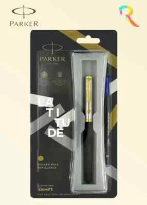 Parker Latitude Matte Metallix Roller Ball Pen with Gold Trim – Blue Corporate - image 1 of 4