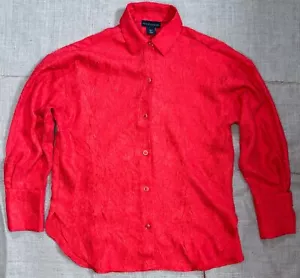 Camicia blusa House or Harlow 1960 tessuto stropicciato rosso pomodoro piccola stravagante - Foto 1 di 6